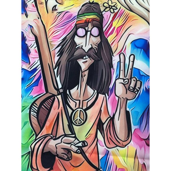 Hippie Graphic Shirt By Ouku Large Peace Van NWT Camp - Picture 5 of 10